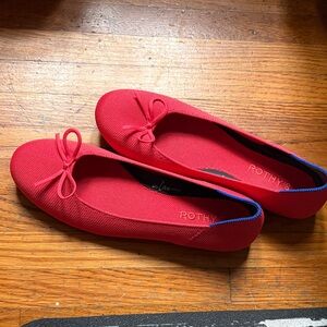 Rothy's Vibrant Red Slip-On Ballet Flats with Bow